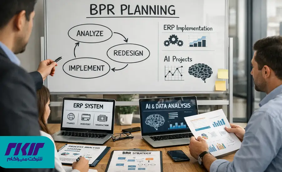 چرا اتوماتیک کردن فرآیندهای بد، فاجعه میآفریند؟ راهنمای جامع BPR قبل از پیادهسازی ERP و پروژههای هوش مصنوعی 2 ۷ اصل طلایی بازمهندسی فرآیندهای کسبوکار (از نگاه مایکل همر)
